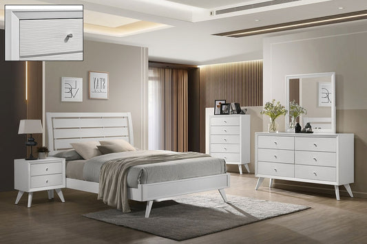 White Transitional Style 5 PC Bedroom Set
