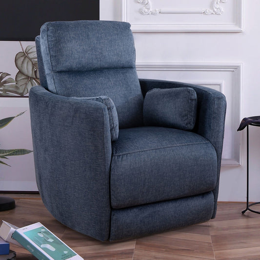 Curved Accent Recliner in Blue
