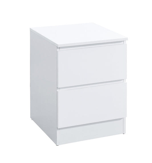 White 2 Drawer Pull-Out Storage Nightstand