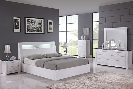 White High Gloss 5 PC Bedroom Set
