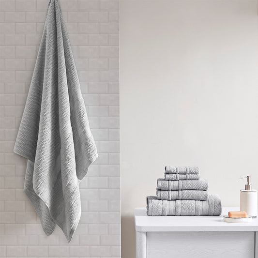 Lightweight 6-Piece Bath Towel Set [Certified], Light Grey