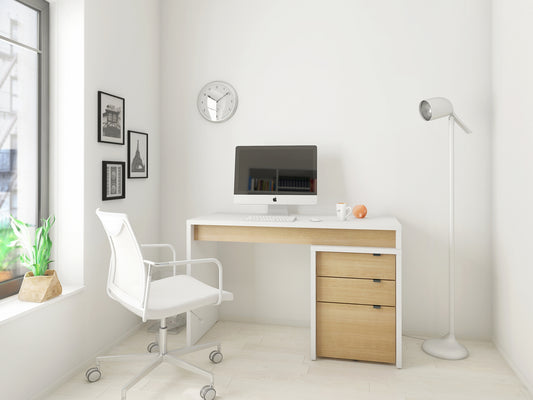 Chrono 2 Piece Home Office Set in Natural Maple & White