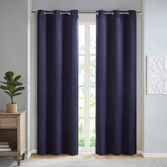 Solid Blackout Window Curtain, Navy Blue SET OF 2