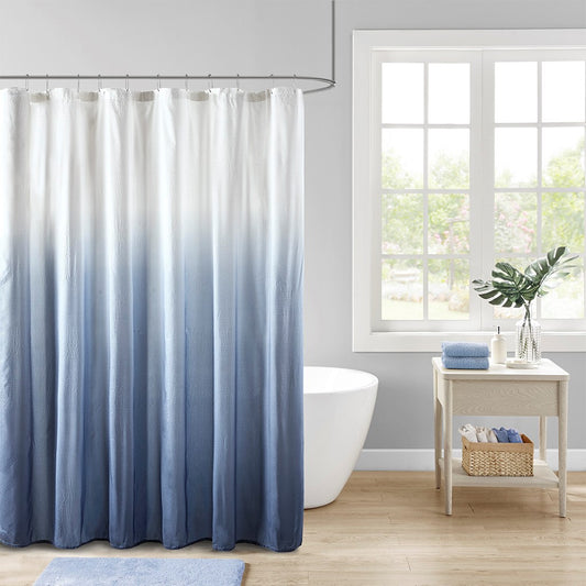 Embossed Ombre Shower Curtain, Blue