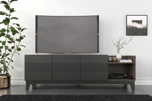 Nexera 402629 Tv Stand, 72-inch, Bark Grey and Grey