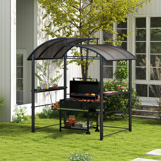 8' x 5' Grill Gazebo with Vented PC Roof, Side Shleves, Dark Grey