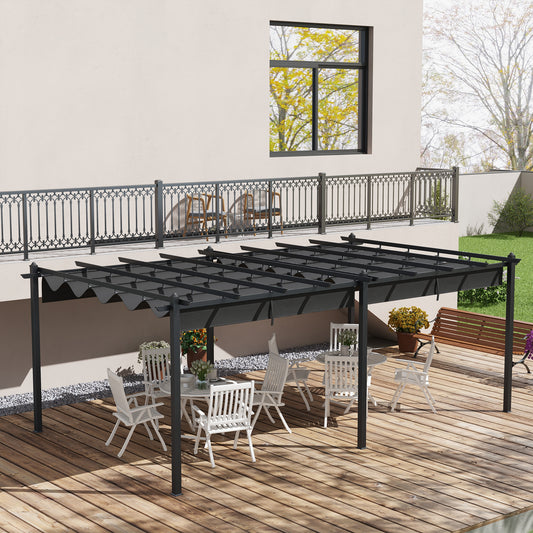 11.7' x 19.6' Retractable Pergola Canopy, Aluminum Pergola for Grill, Patio, Garden, Deck
