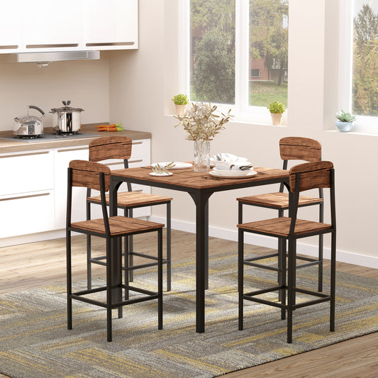 5-Piece Counter Height Bar Dining Table and Chair Set for 4