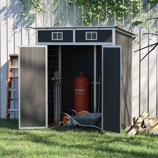 6' x 4' Outdoor PVC Storage Shed, Garden Tool House Weather Resistant with Lock, Foundation and 2 Air Vents for Backyard, Patio, Lawn