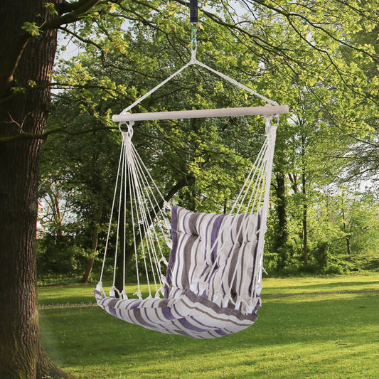Outsunny Portable Hanging Woven Hammock Seat Rope Swing Chair Sleeping Bed for Outdoor Garden Yard Camping Brown