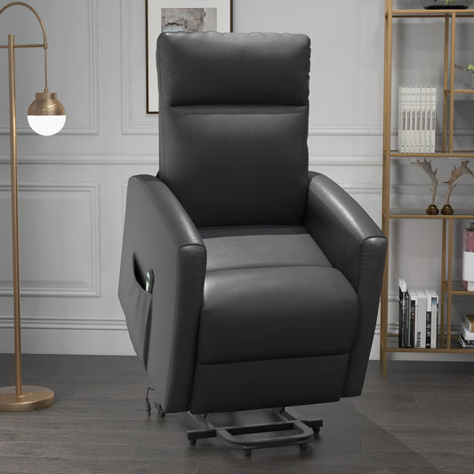 Power Lift Recliner Chair with Remote Control Side Pocket in Grey