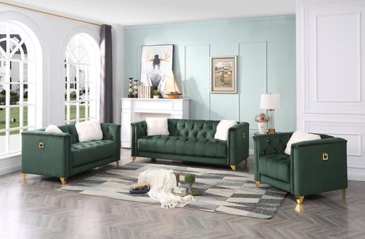 Lux 3 Pc Sofa Set, 4244 COLLECTION GREEN