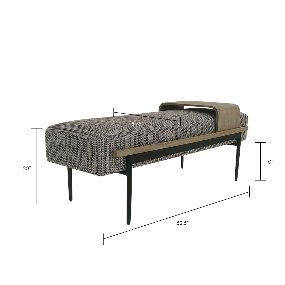Classic Multi-Toned Cocktail Ottoman Bench with Slide Tray