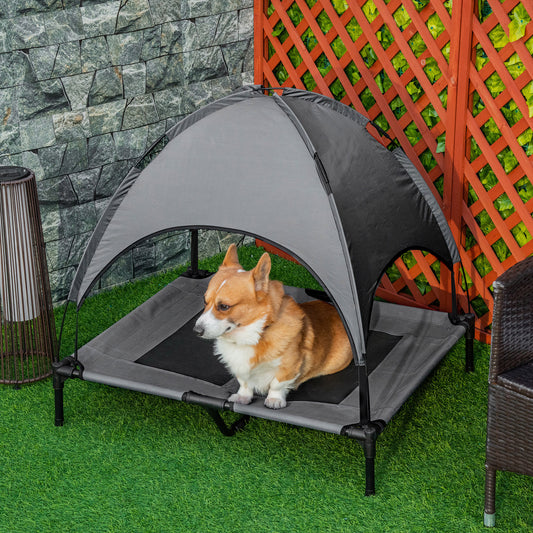 Large Elevated Pet Bed 6.2" L X 29.9" W 36.2" H Foldable Outdoor Cat Dog Canopy Cot w/ Carry Bag Grey