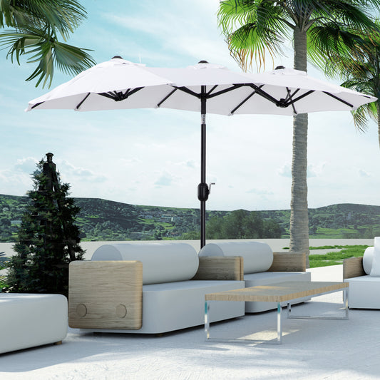 9.5' Double-sided Outdoor Patio Umbrella with Tilt, Crank and Vents, Cream White