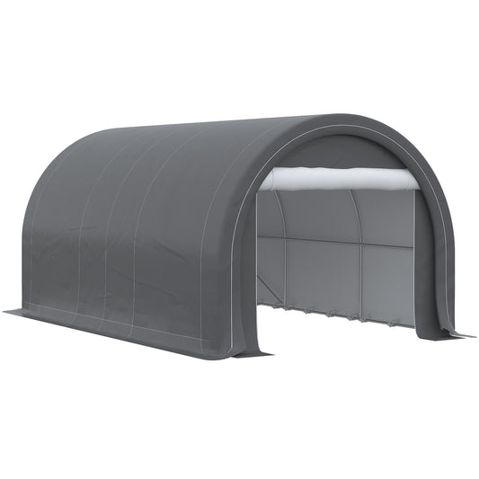16' x 10' Carport, Heavy Duty Portable Garage / Storage Tent with Large Zippered Door, Anti-UV PE Canopy Cover for Car, Truck, Boat, Motorcycle, Bike, Garden Tools, Gray