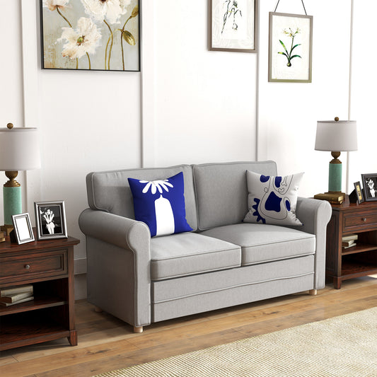 59" Loveseat Sofa with Solid Steel Frame and Beech Wood Legs, Dark Grey