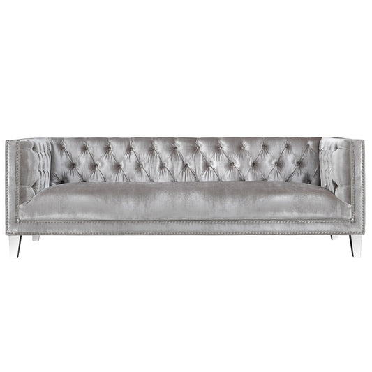 Hampton 3 Grey Velvet Sofa