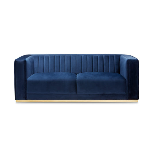 Thelma Gold Sofa: Blue velvet