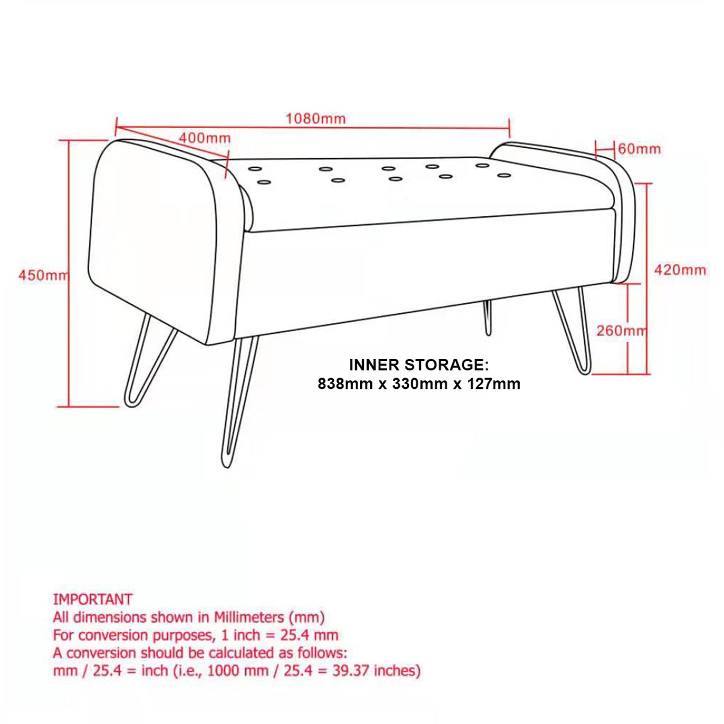 Sabel Storage Ottoman/Bench in Blue and Aged Gold