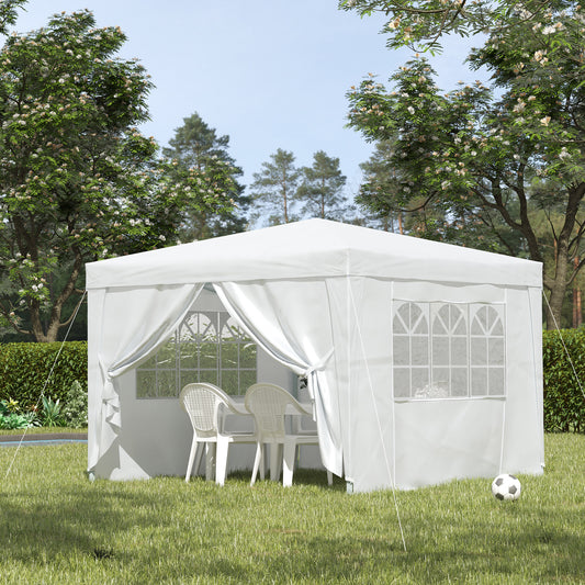 Outsunny 10x10FT Pop-up Canopy Folding Tent Gazebo Party Wedding Tent White