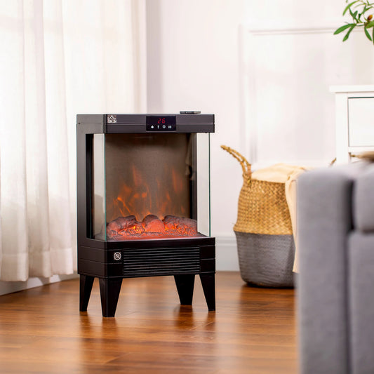 Electric Fireplace Heater, Freestanding 750W/1500W Fireplace, w/ LED Screen, Remote included Quiet Heater Ideal for 269 sq.ft Indoor Use, Black