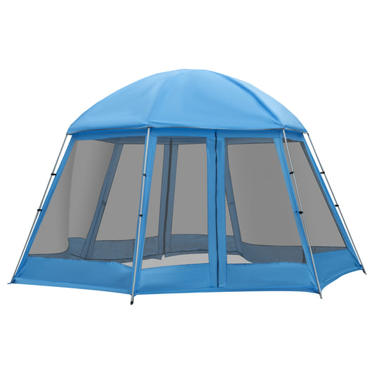 Outsunny Camping Tent for 6-8 Person, Portable Family Tent with Carrying Bag, Easy Set Up for Hiking and Outdoor, Blue