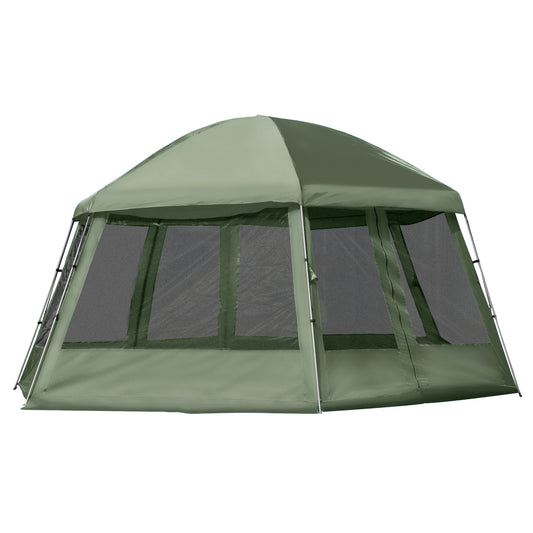 Outsunny Camping Tent for 6-8 Person, Portable Family Tent with Carrying Bag, Easy Set Up for Hiking and Outdoor, Dark Green