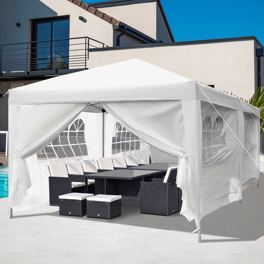 Outsunny 10’x20’ Outdoor Folding Pop Up Party Tent Wedding Gazebo Canopy Patio Shelter with 6 Sidewalls, White