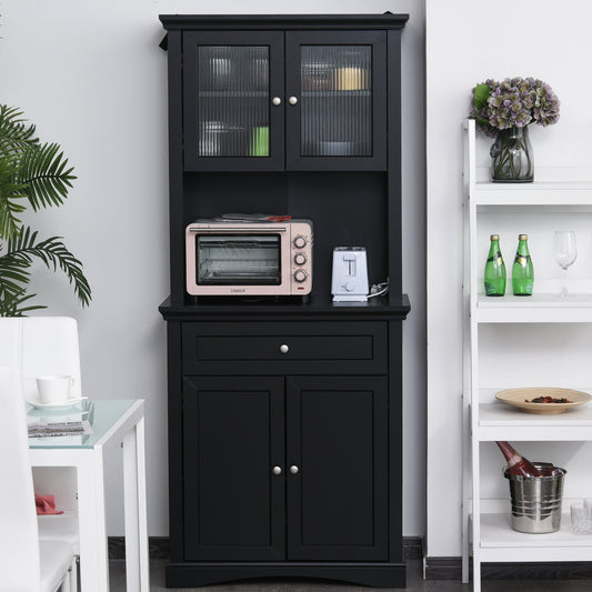 Tall Colonial Style Kitchen Pantry Storage Cabinet W/ Adjustable Shelves Black
