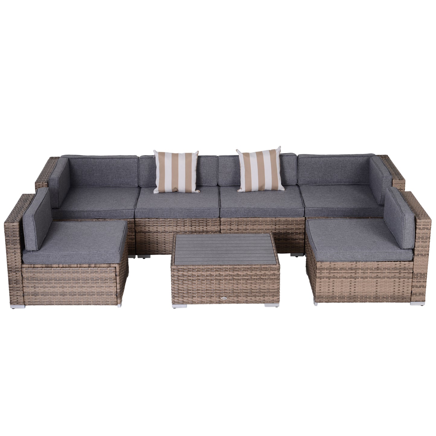 Outsunny 7-Piece Patio Furniture Sets Outdoor Wicker Conversation Sets All Weather PE Rattan Sectional sofa set, Grey