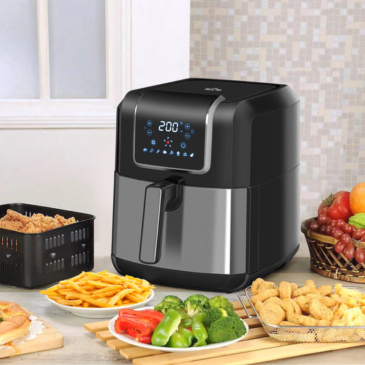 Air Fryer, 1700W 6.9 Quart Air Fryers Oven with Digital Display, 360° Air Circulation, Adjustable Temperature, Timer and Nonstick Basket for Oil Less or Low Fat Cooking, Black