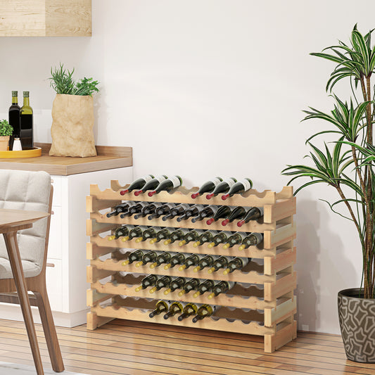 Wood Wine Rack 72 Bottles Holder 6 Tier Stackable Storage Stand