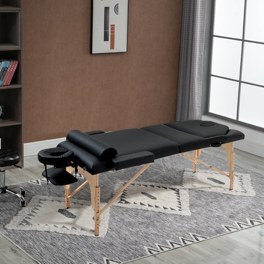 72 Inches Portable Reiki Massage Table 4inch Thickened Pad Folding Adjustable Height Health SPA Tatto Bed Black