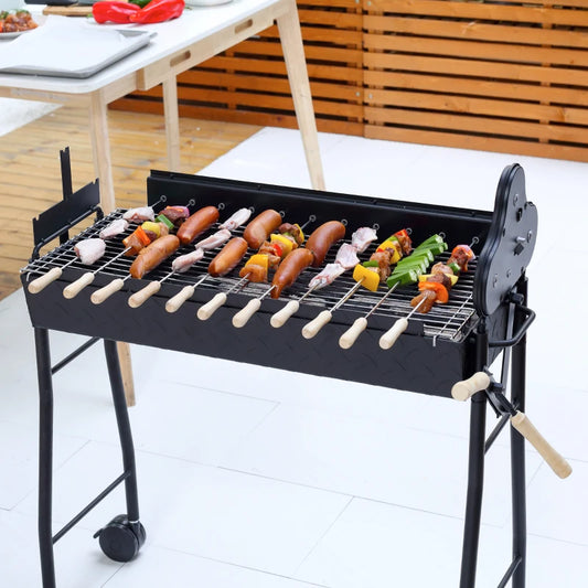 Outsunny Charcoal Trolley BBQ Garden Outdoor Barbecue Cooking Grill Powder Wheel