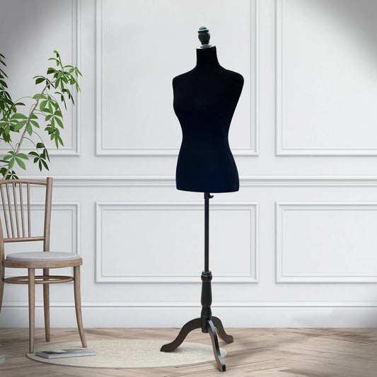 Female Fashion Mannequin Dress Form Torso Dressmaker Stand Clothing Display w/ Base Black