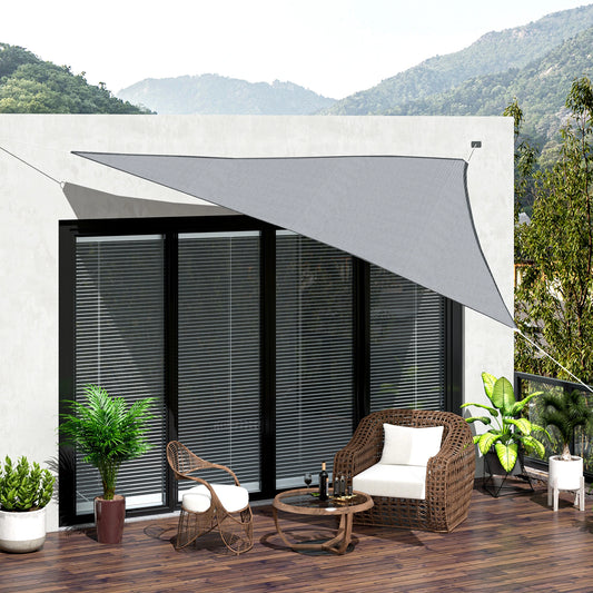 Outsunny Triangle 12’ Canopy Sun Sail Shade Garden Cover UV Protector Outdoor Patio Lawn Shelter with Carrying Bag Grey