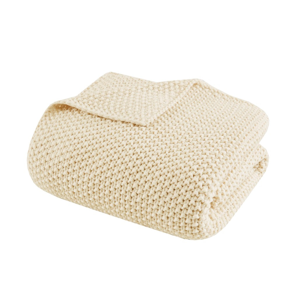 Ultra-Soft Knit Throw Blanket, Cream