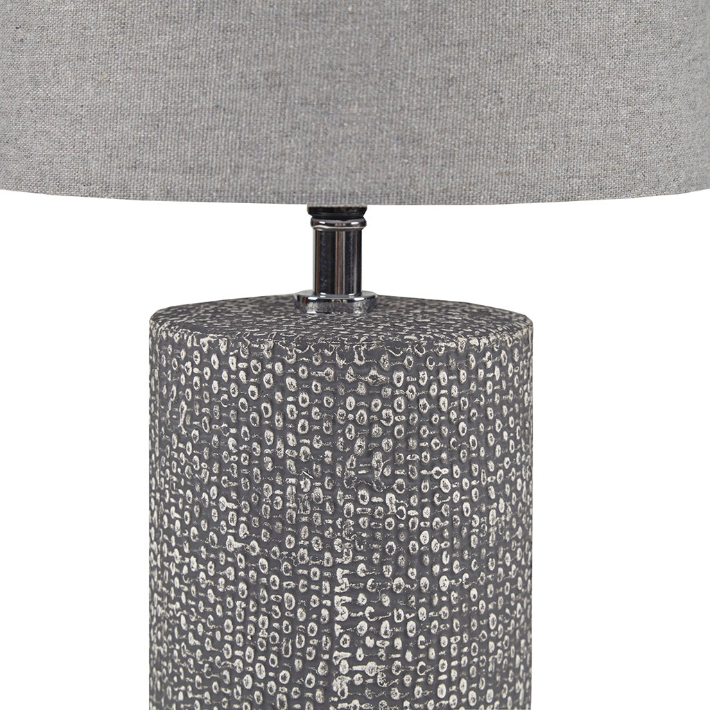 Cautes Textured Cylinder Table Lamp, Grey