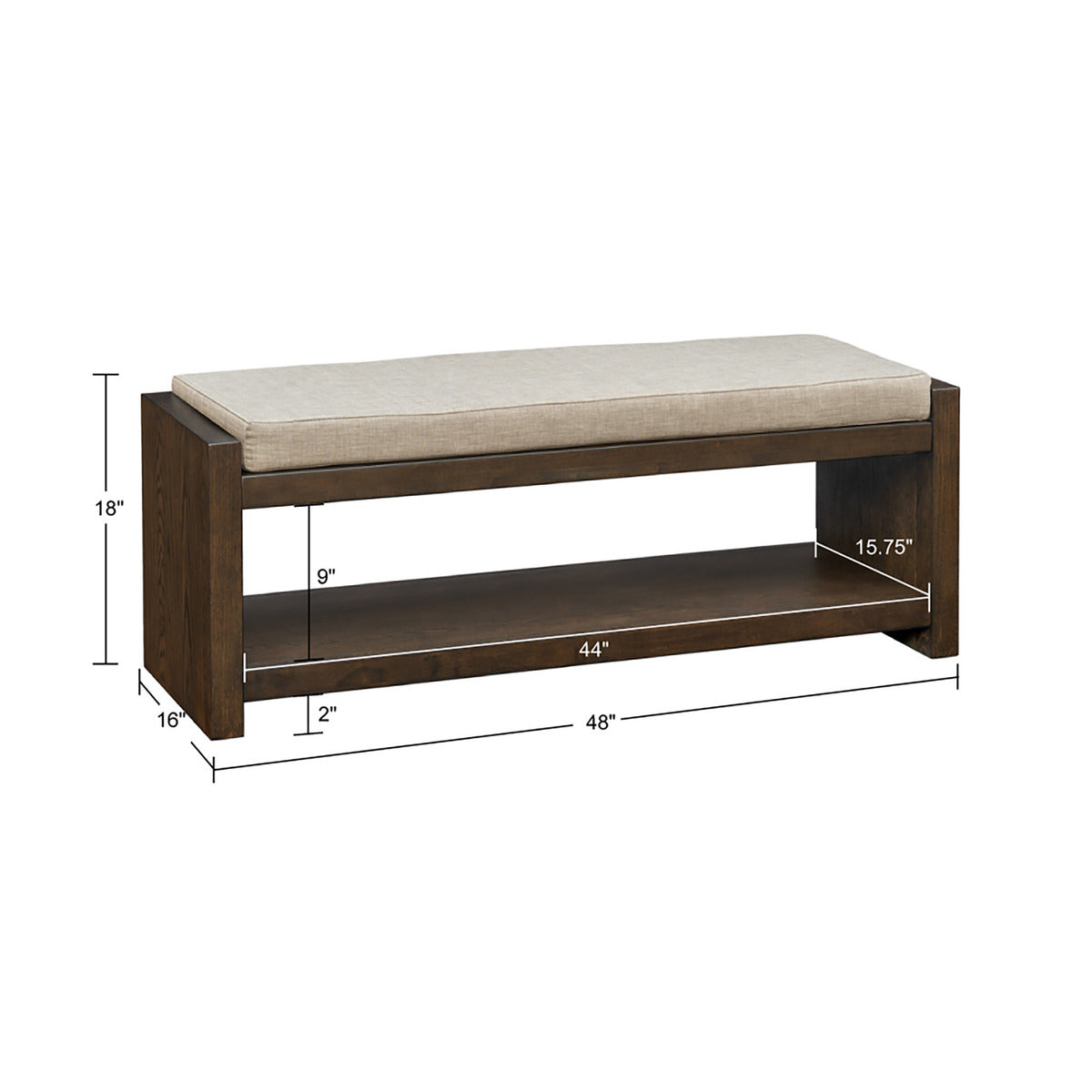 Wood Accent Bench with Lower Shelf