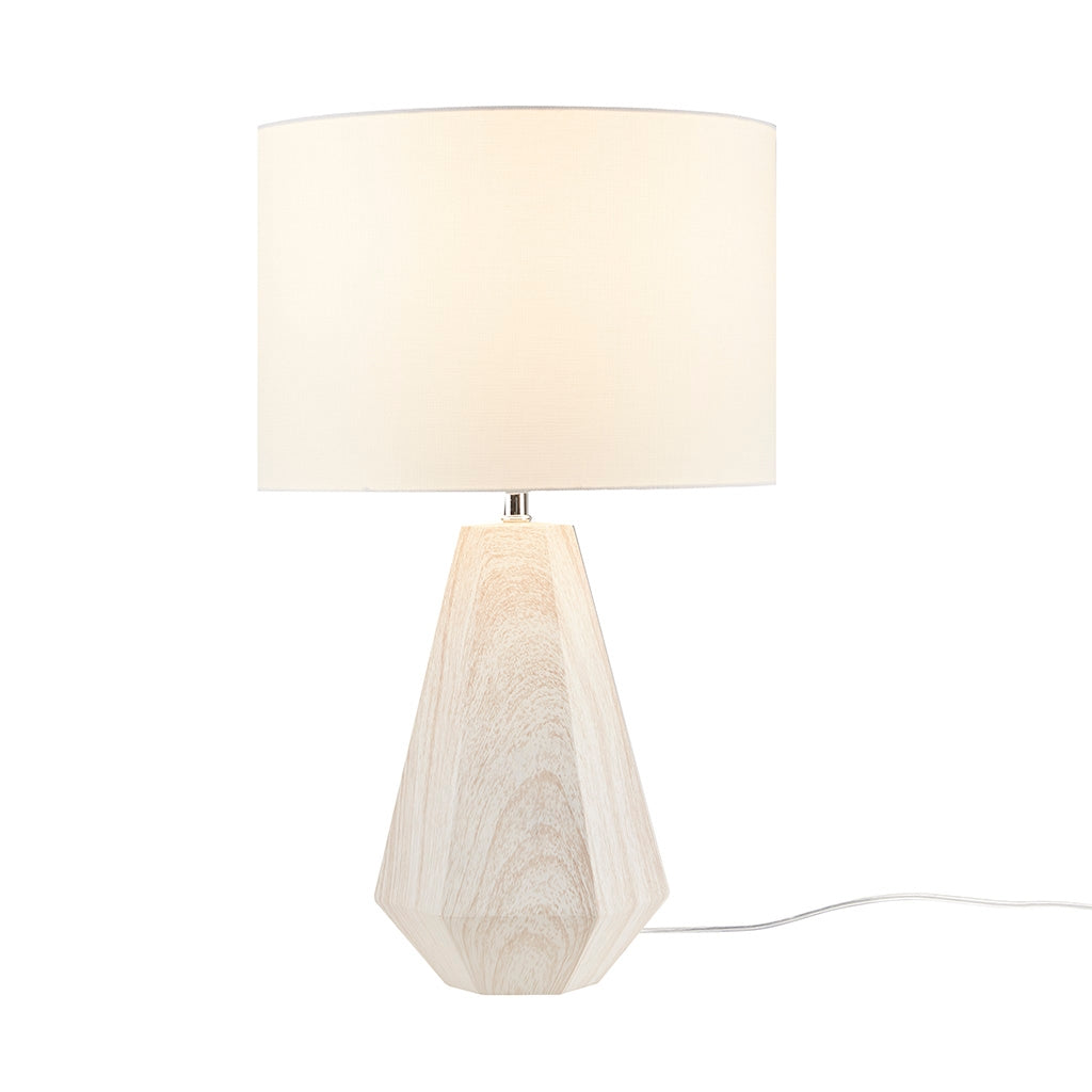 Contemporary Faux Wood Texture Resin Table Lamp White