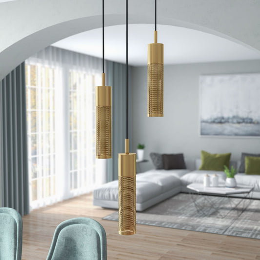 Modern Brush Brass Cylindrical Design Chandelier