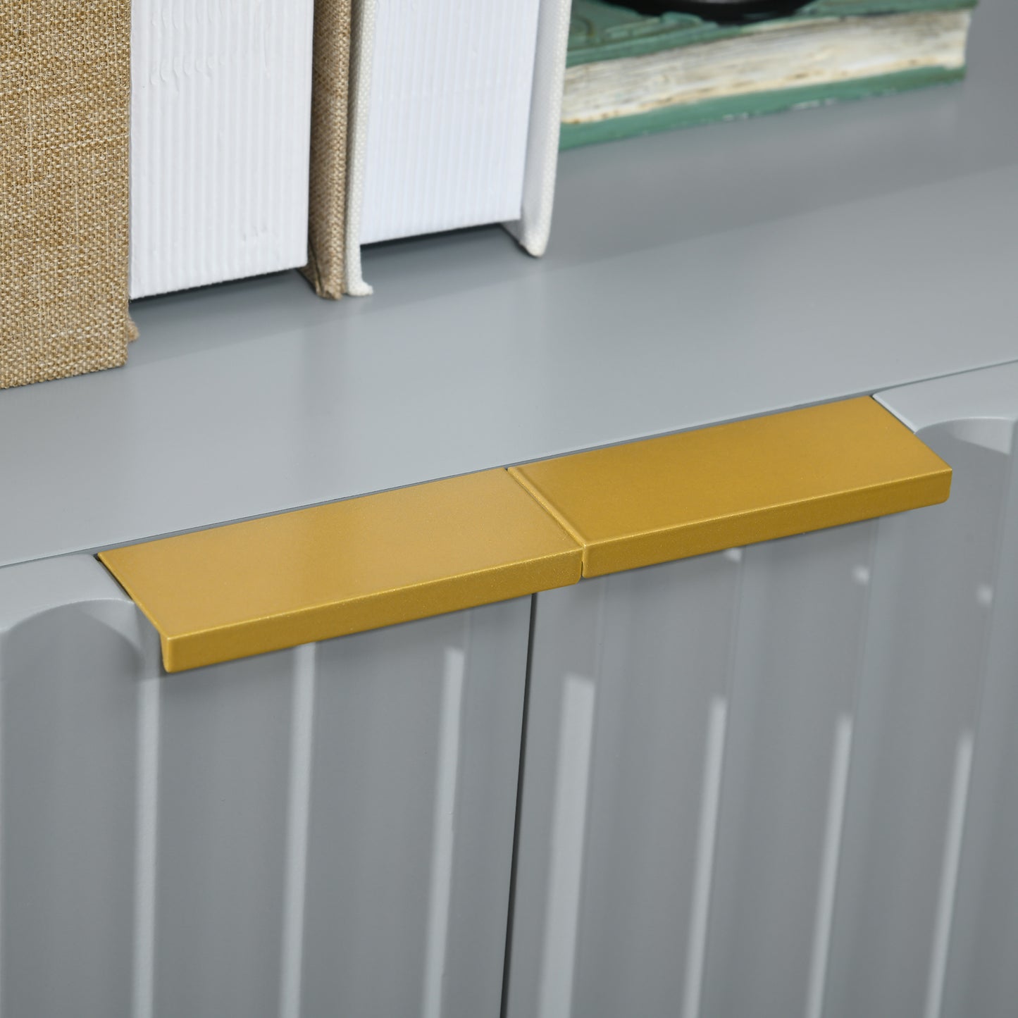 Modern Storage Cabinet Sideboard  with Gold Legs for Living Room Dining Room or Hallway Grey