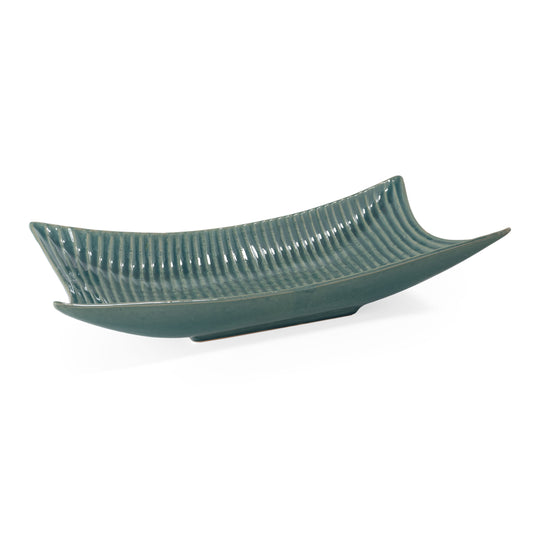 JAYDEN DECORATIVE CERAMIC TRAY, TEAL