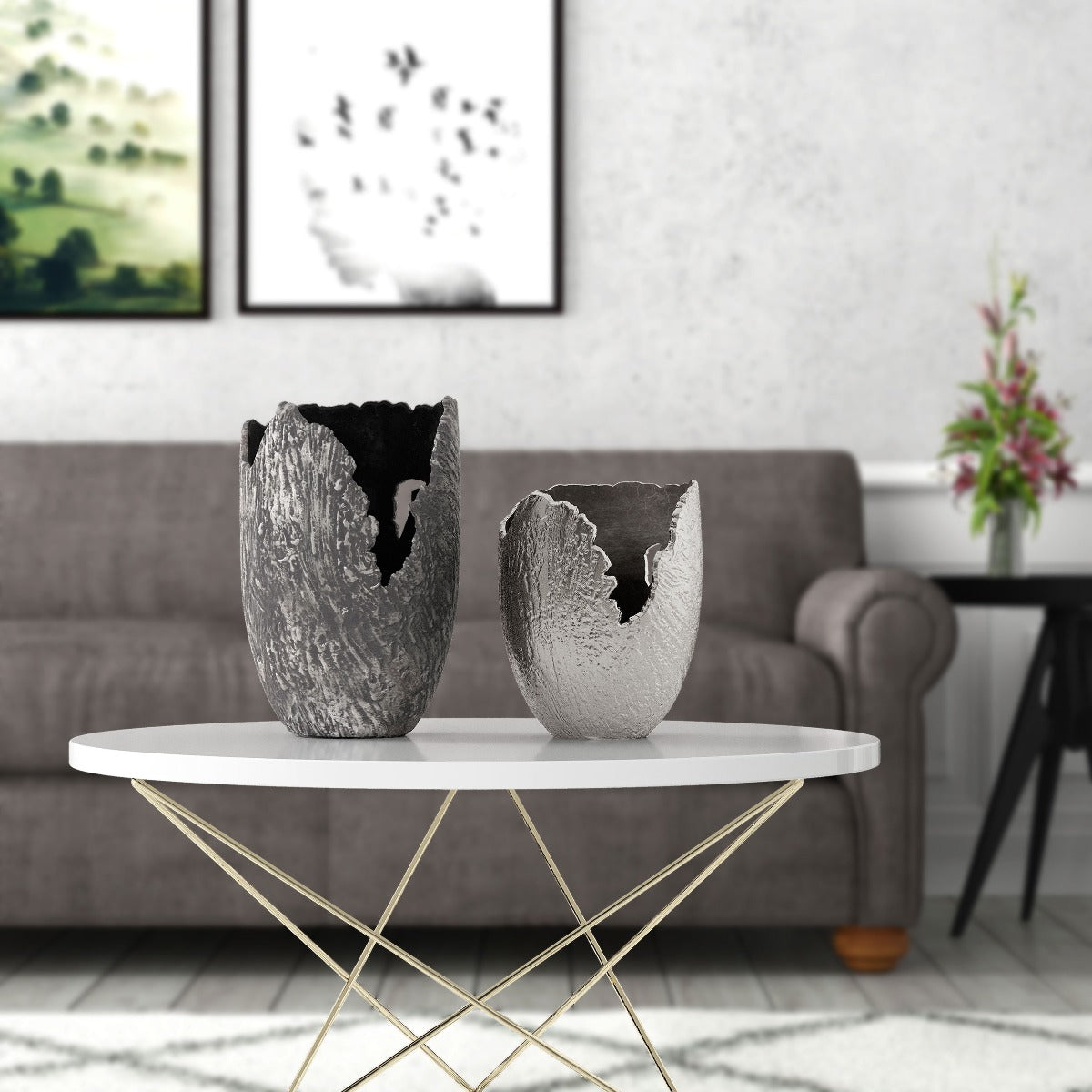 SHALE VASES LARGE (GREY)