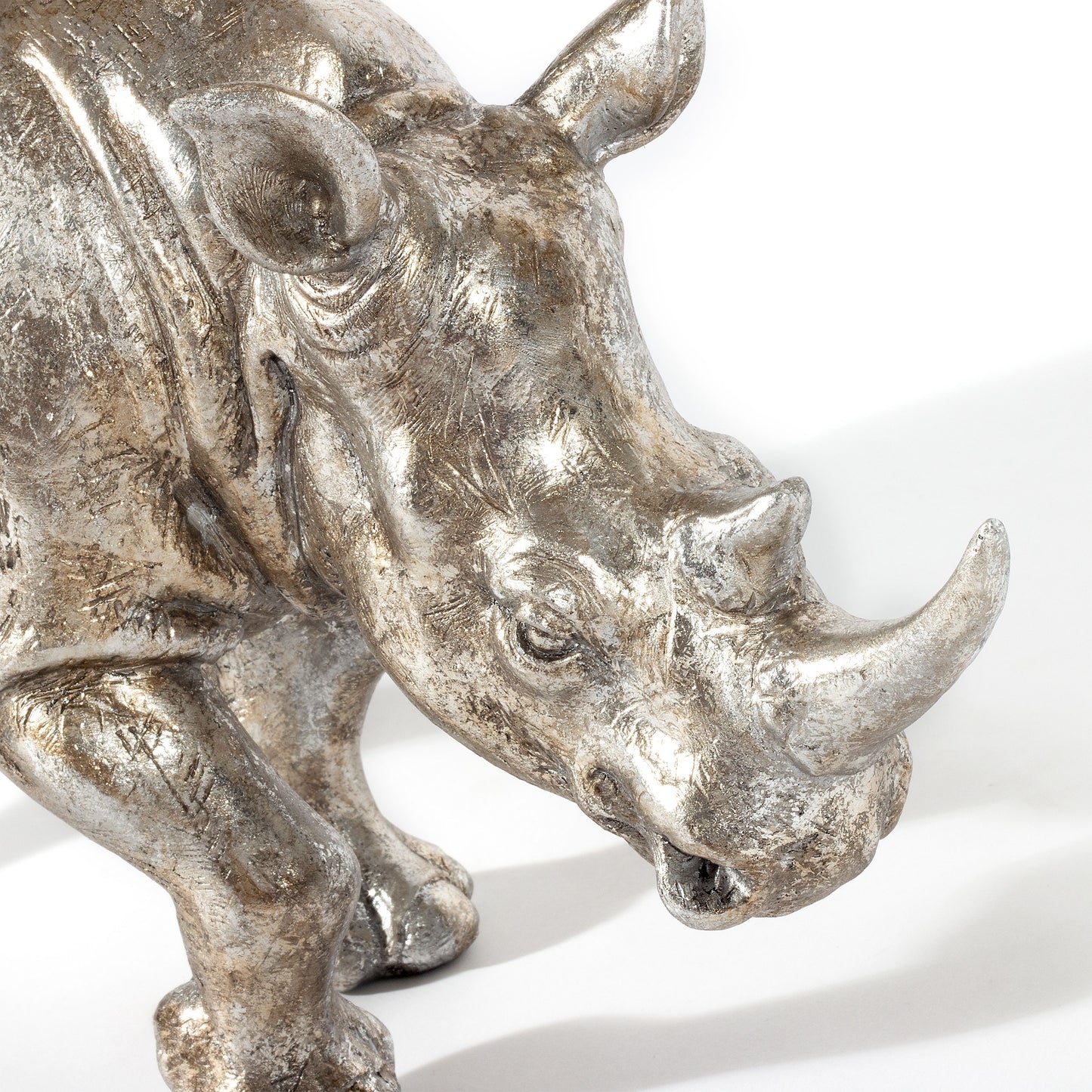 Silver Rhino Decor Sculpture