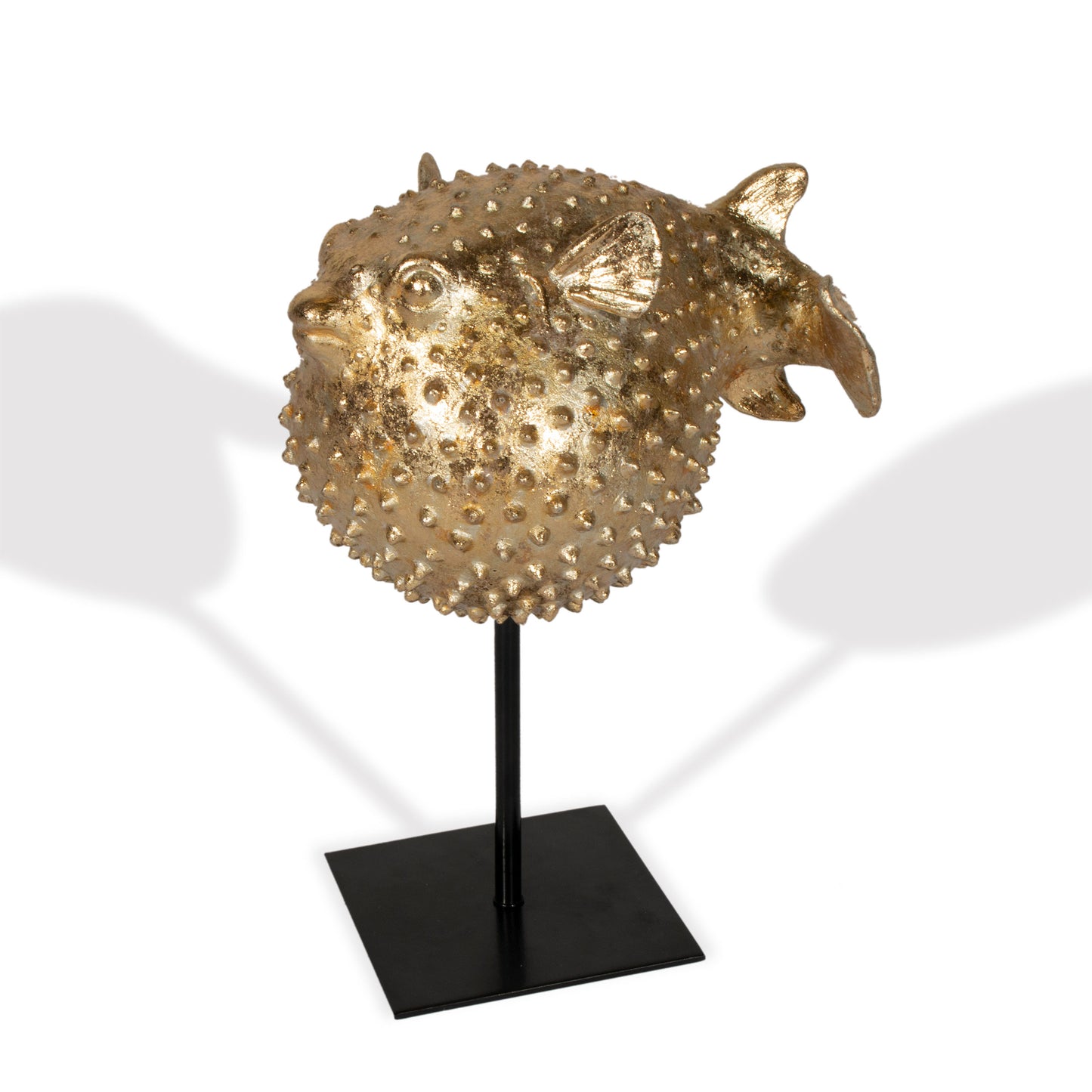 Gold Puffer Fish Decor Sculpture