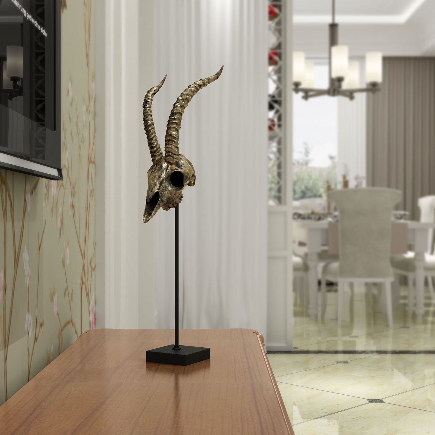 Scull Horn Decor Sculpture