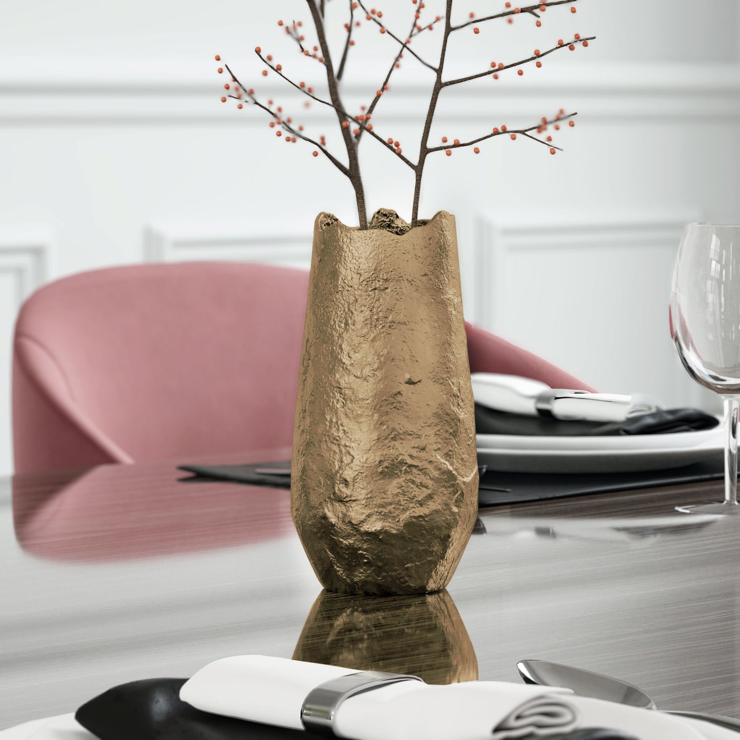 SLOAN METAL VASE, SMALL GOLD