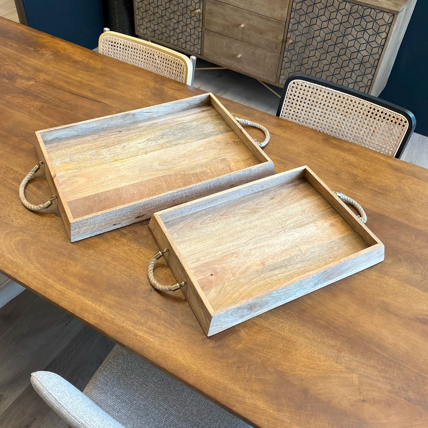 CASEY WOOD TRAYS SET OF 2